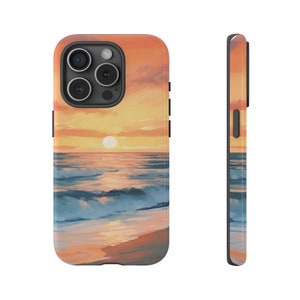 Beach Sunset iPhone Case, Ocean Waves Phone Cover, Summer Beach Case, Sunset Art Phone Case, iPhone & Galaxy Compatible, Gift for Her