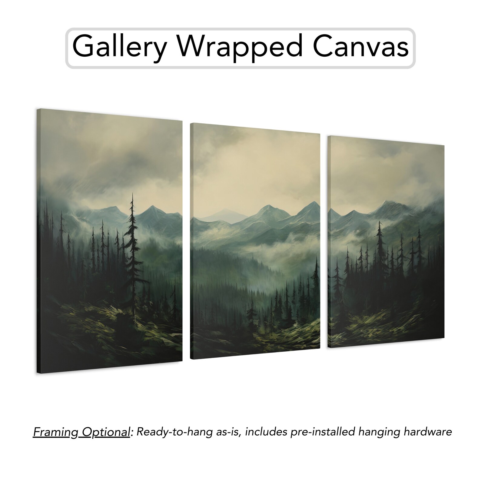 Vintage Mountain Triptych Wall Art, Rustic Forest Landscape Set of 3 - Etsy
