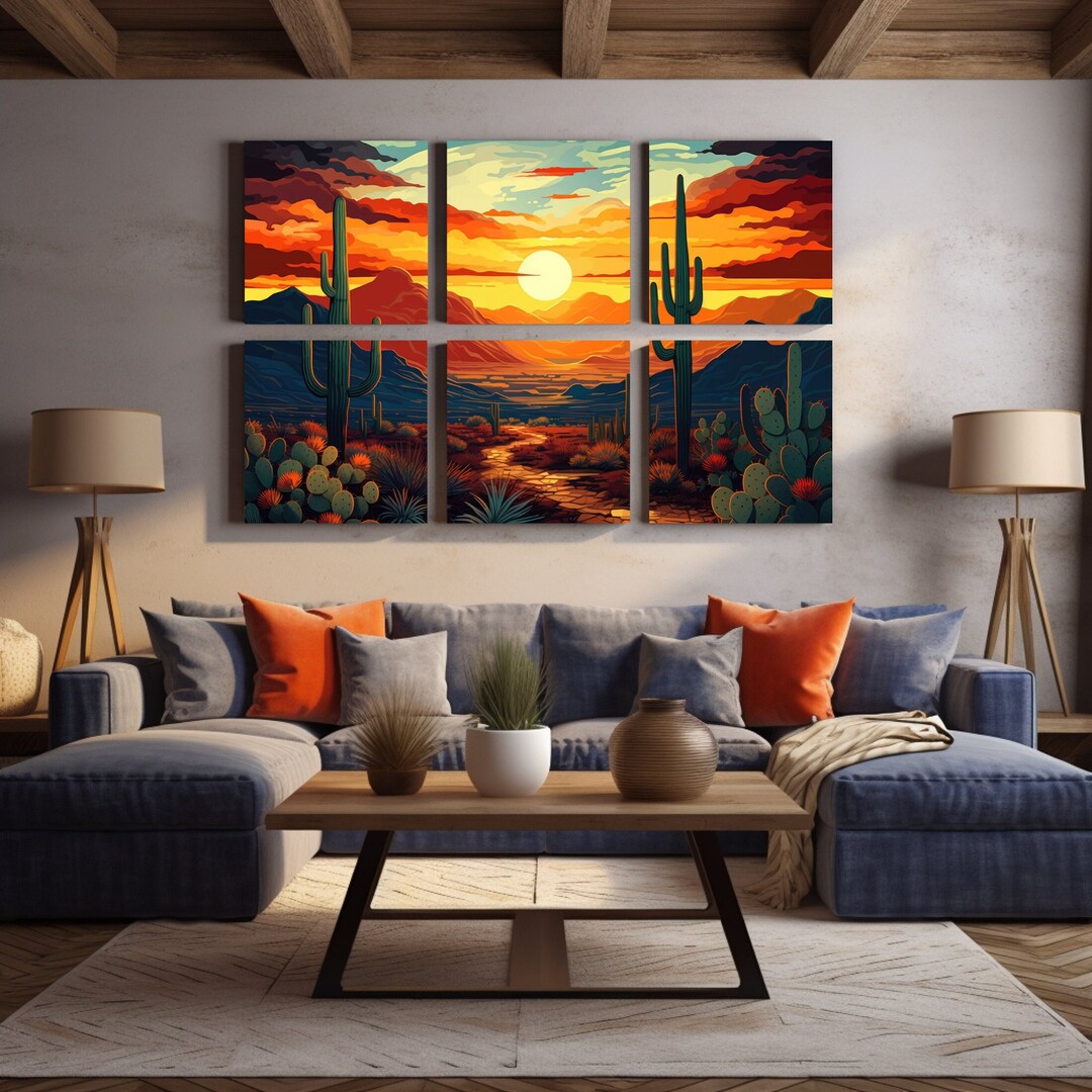 Southwestern Desert Sunset Canvas Print Set: Boho Western Wall Art - Etsy