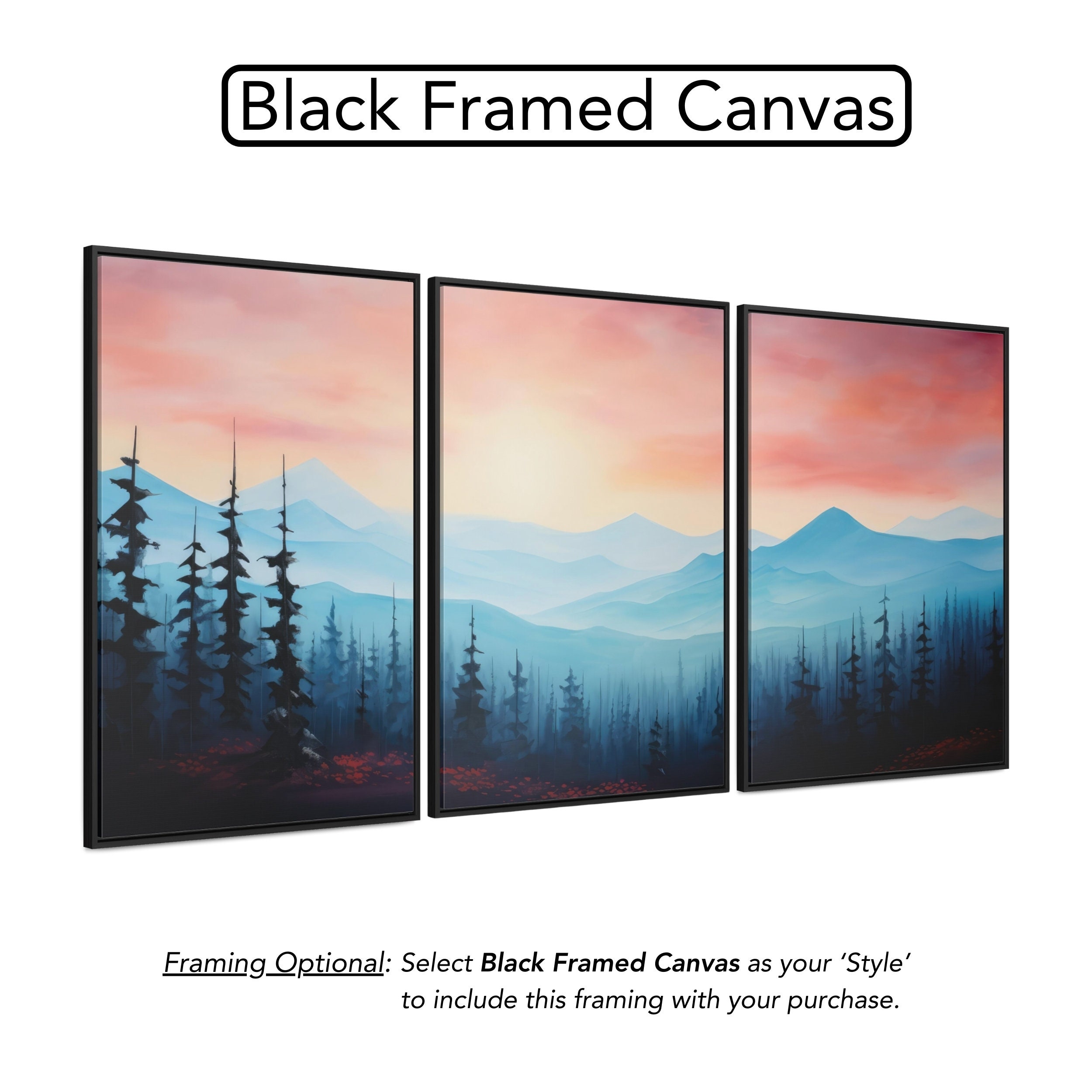 Sunset Mountain Canvas Art Triptych: Pastel Landscape Wall Art Set - Etsy