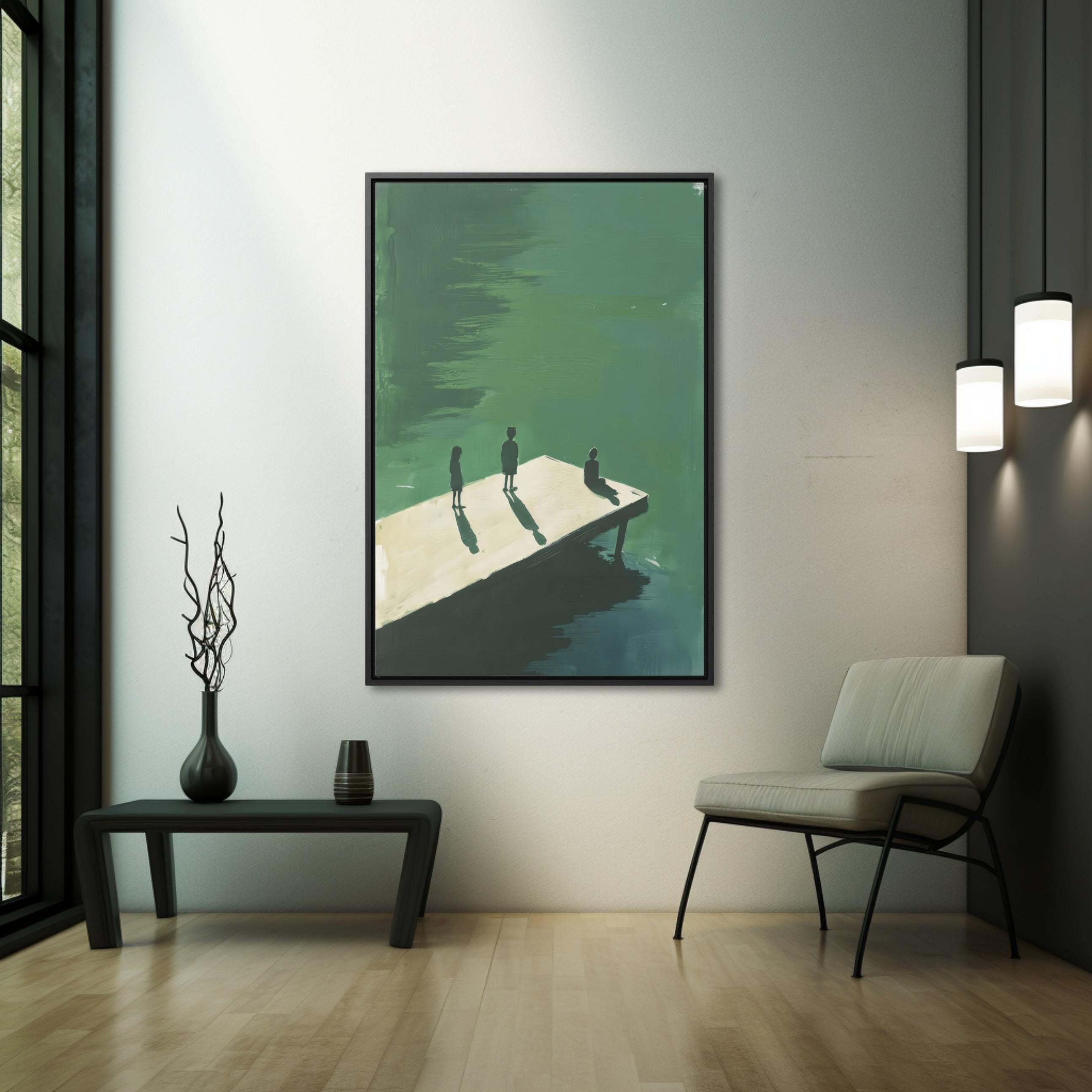 Minimalist Dockside Canvas Art: Serene Waterscape Print