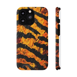 Tiger Stripe Muster Kartenhalter Handyhülle - Robuste, MagSafe Kompatibel, stoßfeste Hülle für iPhone & Samsung