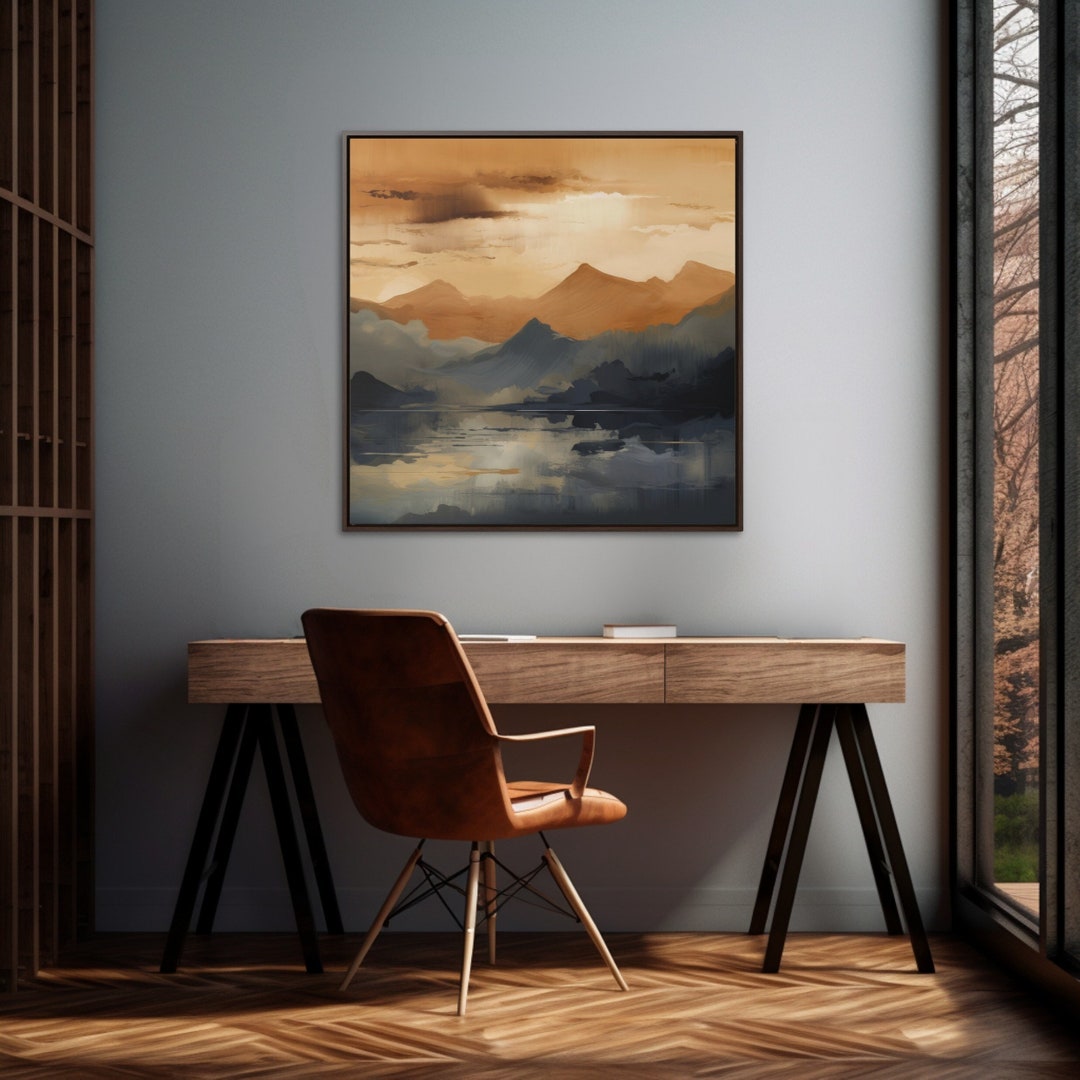Golden Sunset Mountain Scene Canvas Print Wall Art Nature Landscape ...