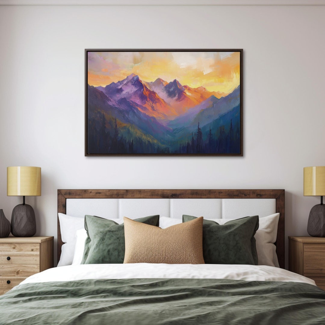 Sunset Mountain Canvas Print: Radiant Alpine Landscape Wall Art - Etsy