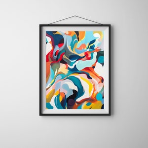 Impression abstraite, design avant-gardiste vibrant, impression numérique pour art mural de salon - Une déclaration artistique pour les intérieurs modernes