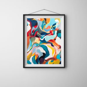 Abstract Print, Vibrant Avant-Garde Design, Digital Print for Living Room Wall Art - An Artistic Statement for Modern Interiors