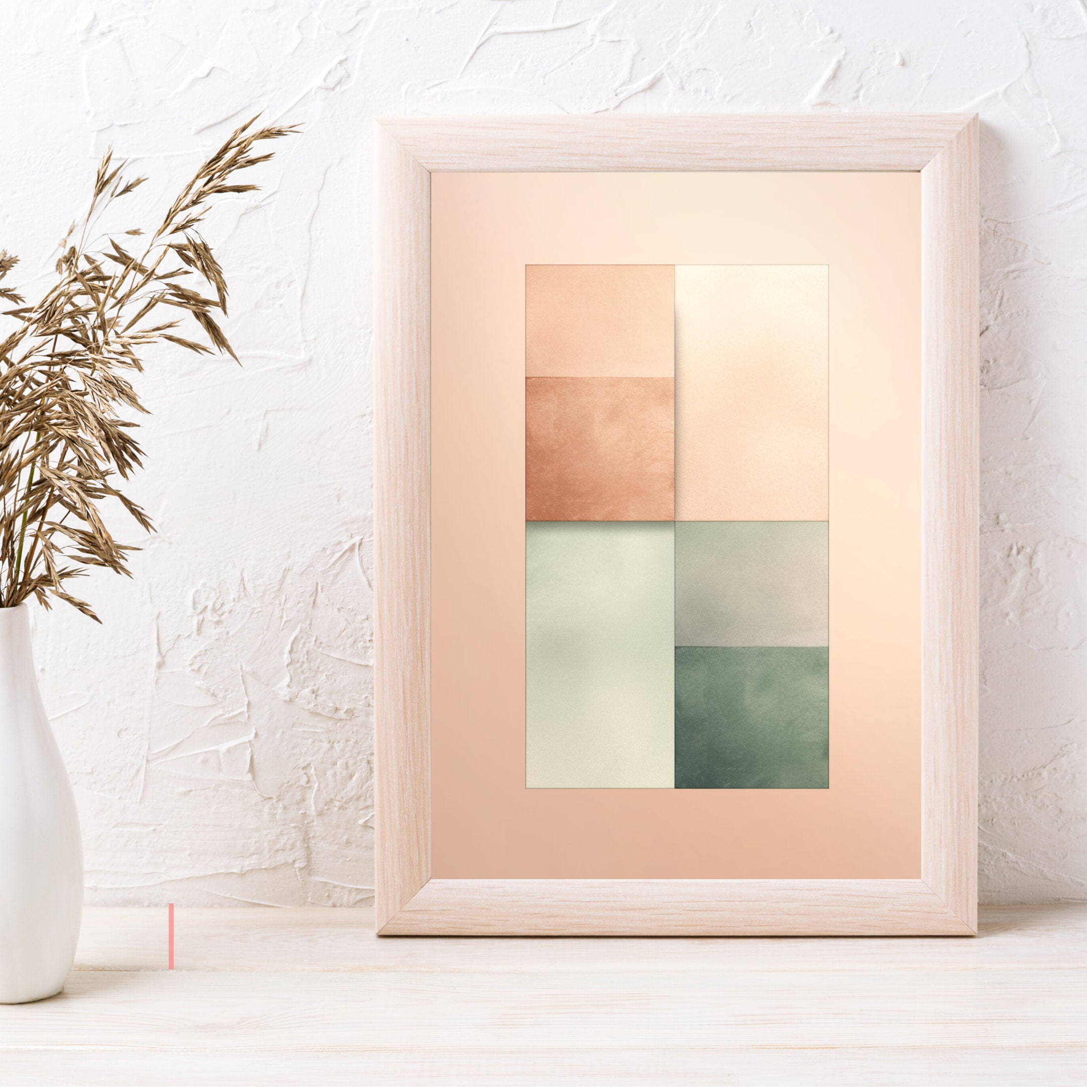 Mint and Peach Wall Art - Etsy