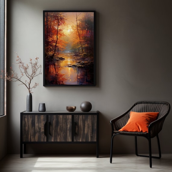Tonalist Fall Landscape Canvas Print: Moody Forest Art