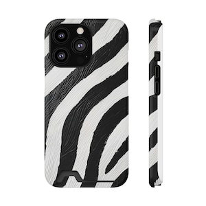 Étui pour téléphone porte-cartes à rayures zébrées - Étui portefeuille pour téléphone à motif animal - Protection élégante pour iPhone et Samsung
