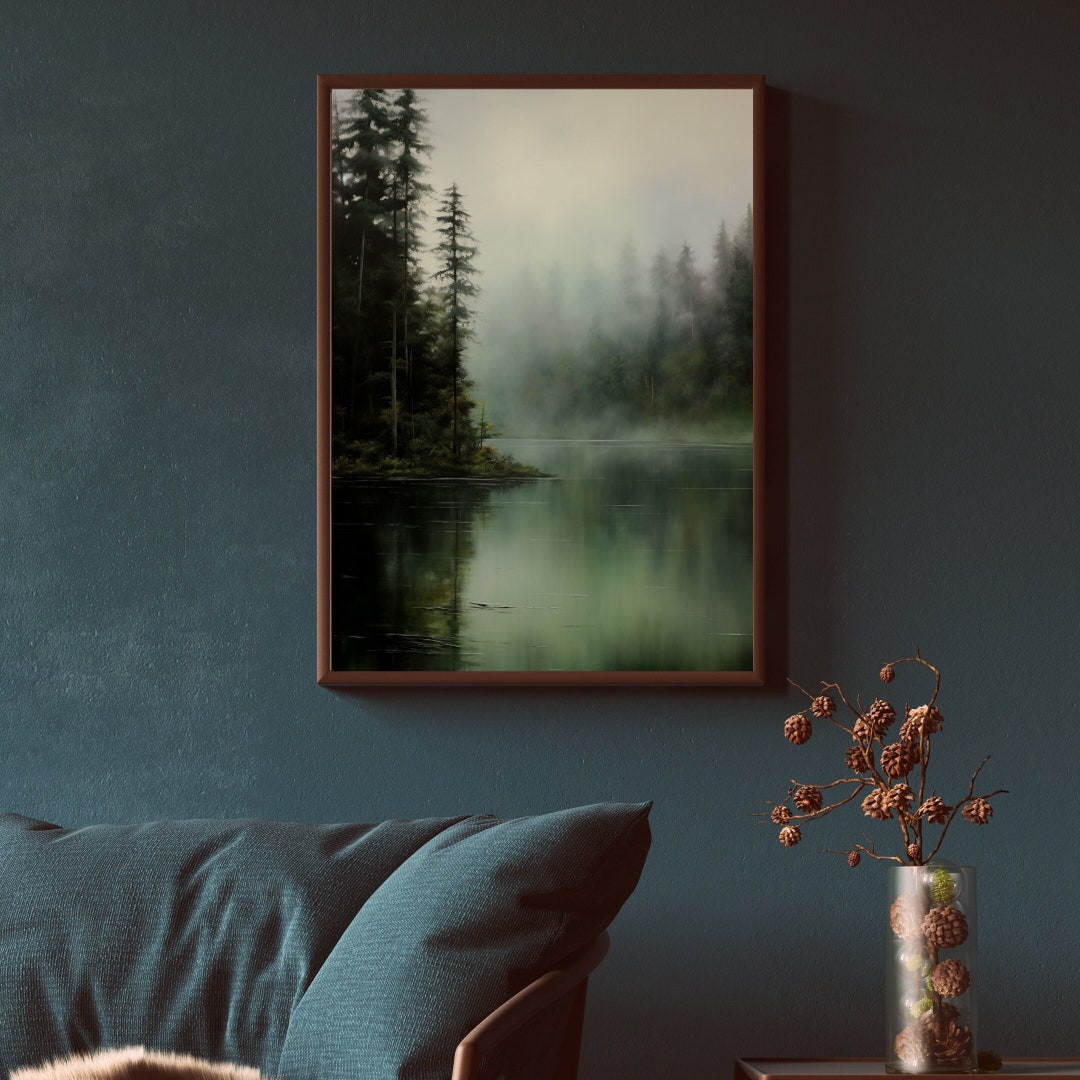 Misty Forest Lake Canvas Print: Tranquil Landscape Wall Art - Etsy