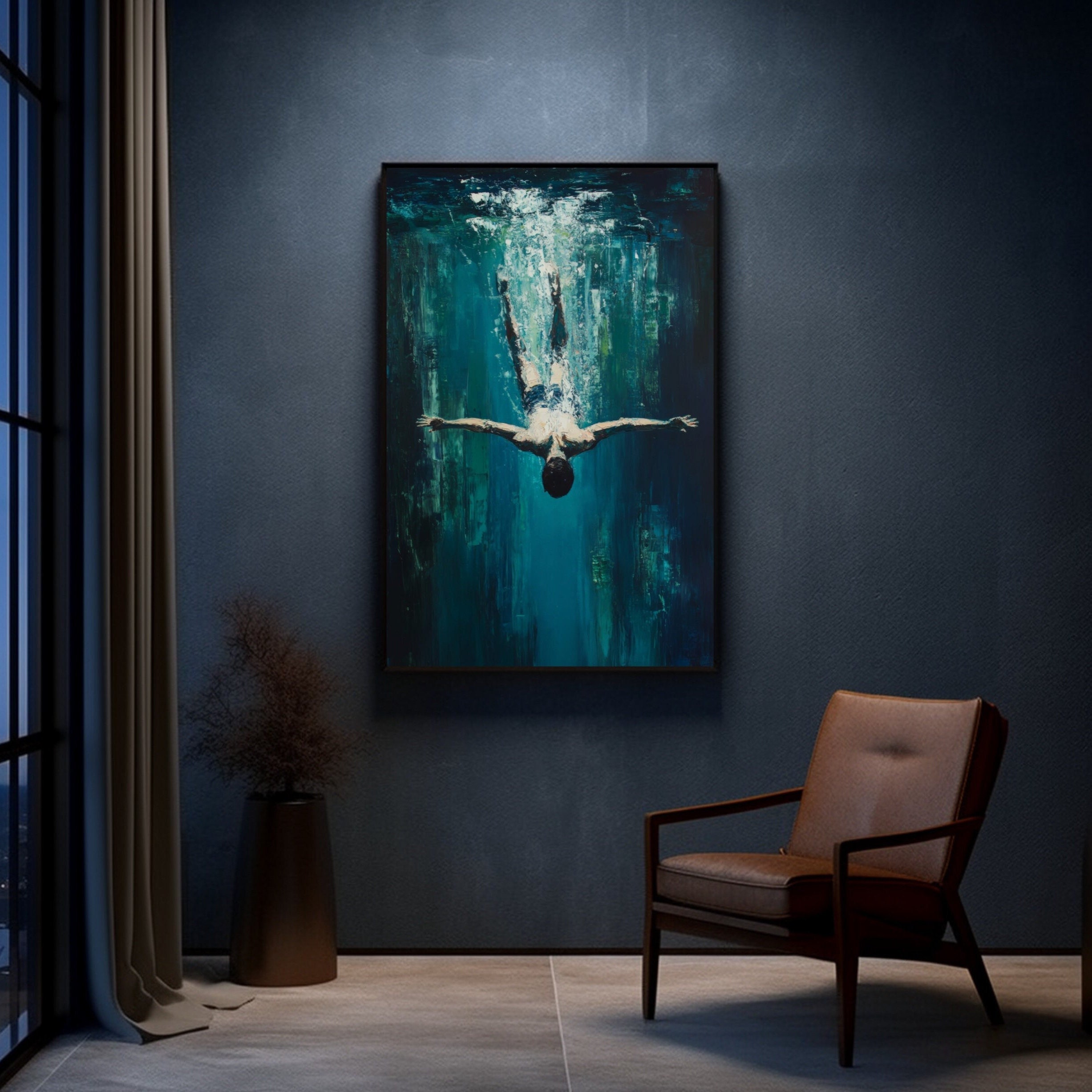 Abstract Swimmer Canvas Print: Modern Expressionist Wall Art - Etsy