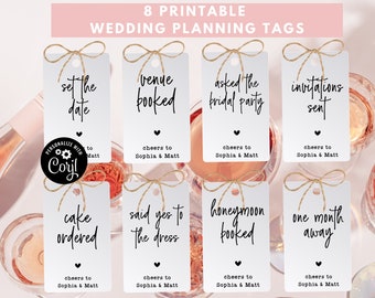 Druckbare Wein Flasche Tags - Hochzeitsplanung - Bearbeitbar - Wein Geschenkkorb - Verlobung Geschenke - Paar Geschenk