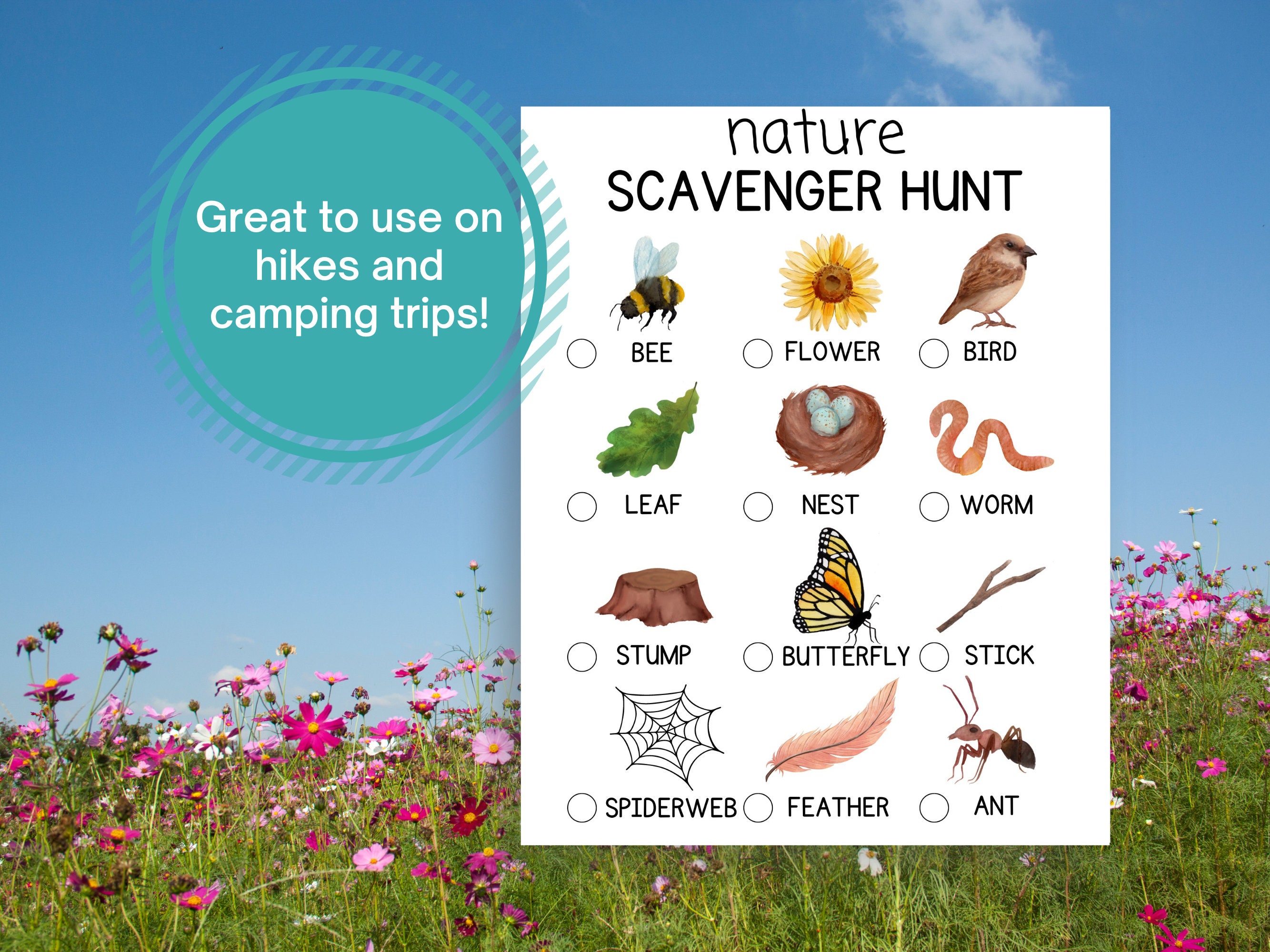 Nature Scavenger Hunt Printable Instant Download Yard Games Games for