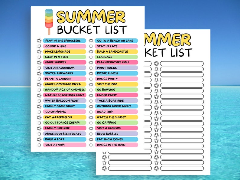 Summer Bucket List Summer Printable Instant Download Kids Bucket Summer Bucket List Summer Printable Instant Download Kids Bucket