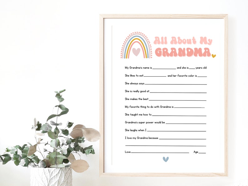 All About My Mom - Grandma Printable - Mothers Day Activity - Last ...