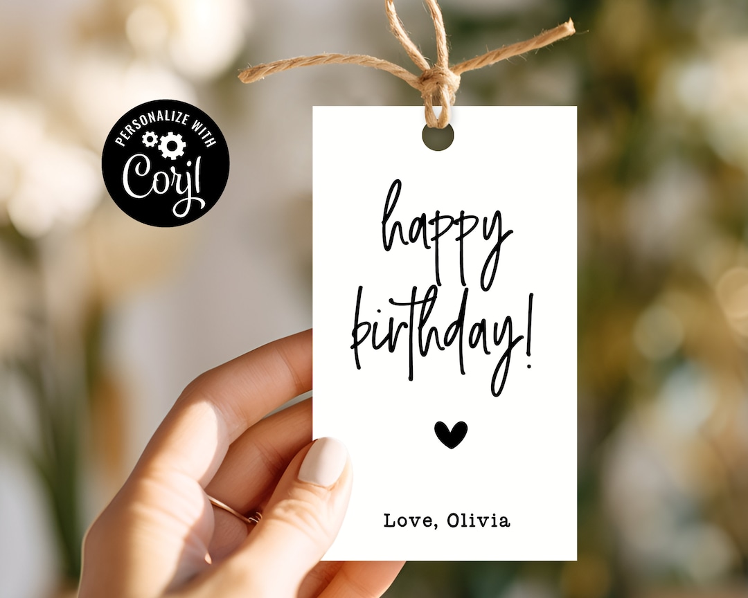 Printable Happy Birthday Tags - Editable Gift Tags - Minimalist ...