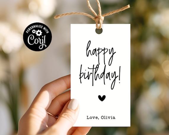 Printable Happy Birthday Tags - Editable Gift Tags - Minimalist - Birthday Gift - Best Friend Gift