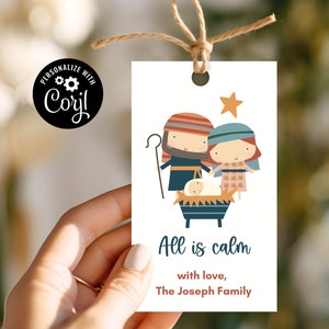 Christmas Gift Tags Printable - Nativity Scene - Christmas Printable - Editable Christmas Tags - Favor Tags - Modern Nativity
