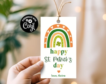 Regenbogen Tags - St Patricks Day druckbar - St Patricks Day Tags - bearbeitbar - St Patricks Day Party - Geschenk für Kinder