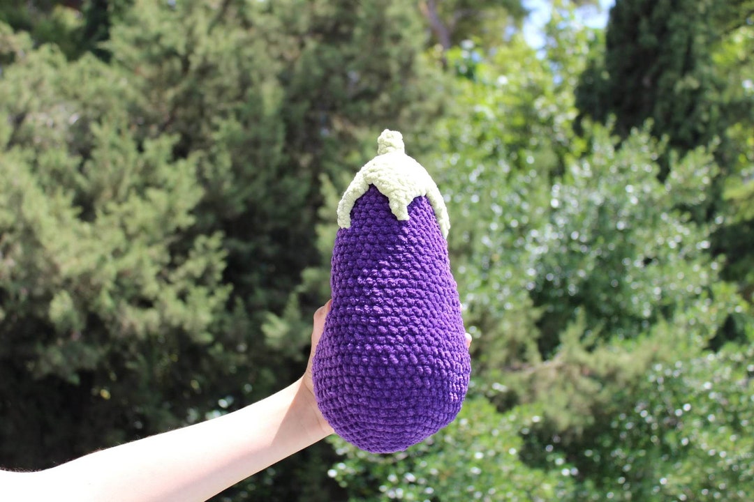 Big Squishy Eggplant Crochet Plushie Etsy