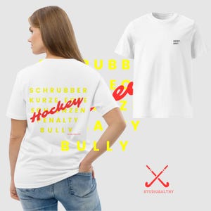 CARTA DE HÓQUEI em VERMELHO Camiseta unissex de algodão orgânico