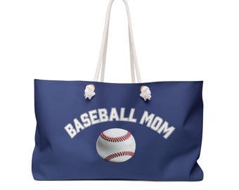 Bolso de fin de semana para mamás aficionadas al béisbol / Bolso azul marino con estampado de béisbol / Bolso para partidos de béisbol / Regalo para mamá / Regalo del Día de la Madre / Regalo para ella