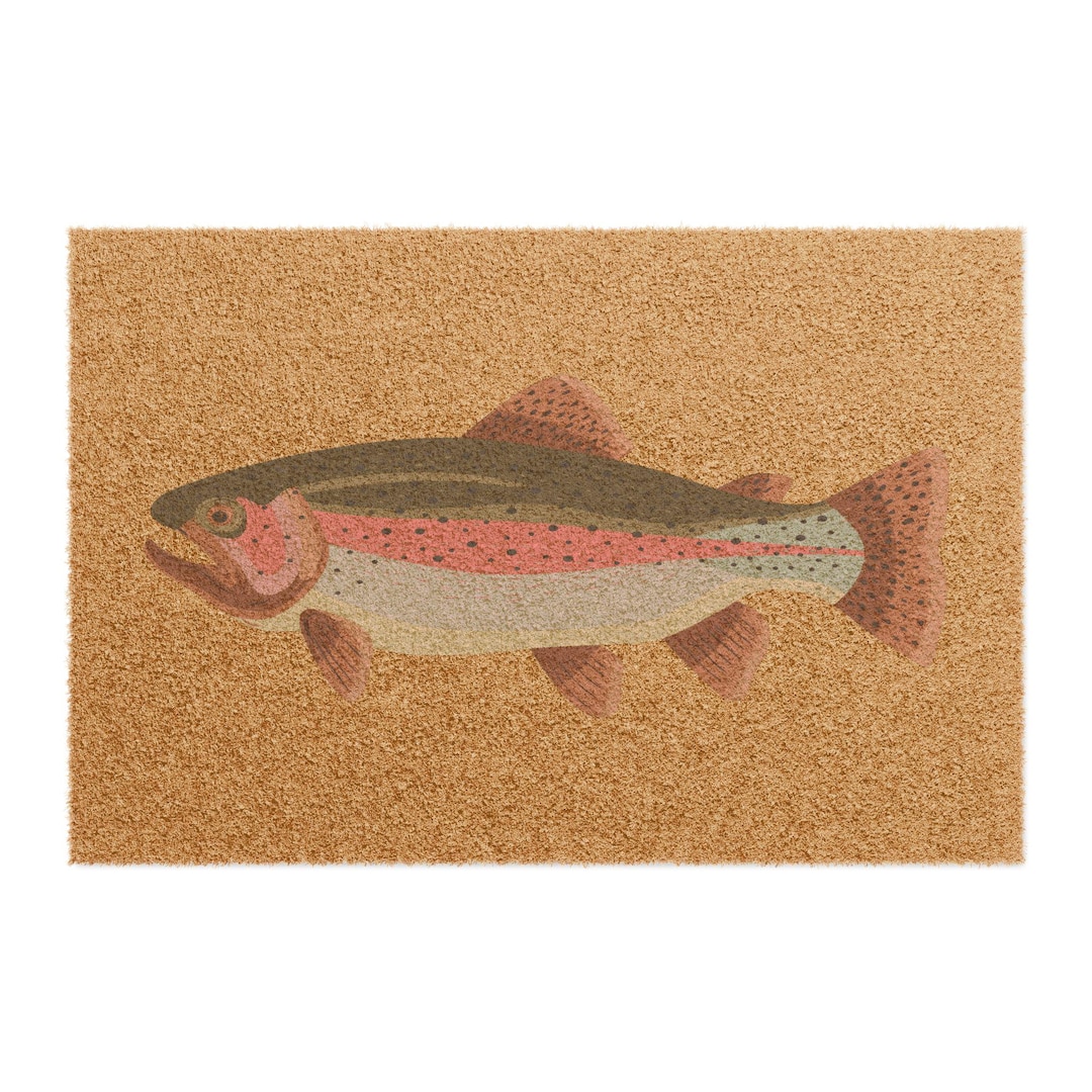 Rainbow Trout Doormat | Fish Welcome Mat | Coastal Cabin Entry Rug | Lake House Doormat