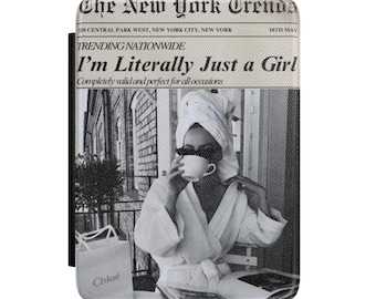 I'm Literally Just a Girl, Newspaper Photo Kindle Case | Retro Paris Balcony | Fashion Black and White Photo | Gift for Her | Mother's Day