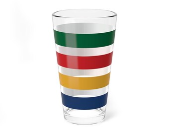 Striped Retro Pint Glass, 16oz | Color Block Barware | Colorful Glassware | Lake Lover | Cabin Glassware | Housewarming Gift