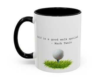 Taza con cita de Mark Twain sobre golf / Taza de café de cerámica (325 ml, 444 ml) / Para amantes del golf / Torneo de golf Masters