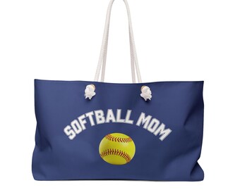 Bolso de fin de semana para mamás aficionadas al sóftbol / Bolso azul marino con estampado de sóftbol / Bolso para partidos de sóftbol / Regalo para mamá / Regalo del Día de la Madre / Regalo para ella