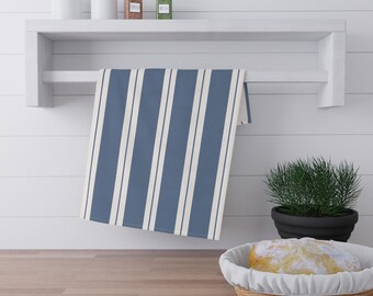 Nautical Blue Stripe Tea Towel | Coastal Kitchen Linen | French Blue Striped Kitchen Towel | Shabby Chic | Hostess Gift | College Apartment
