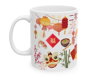 Taza con símbolos del zodiaco del Año Nuevo Chino / Taza del Año Nuevo Lunar