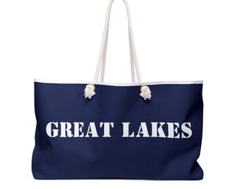 Bolso de fin de semana de los Grandes Lagos / Bolso náutico azul marino / Bolso de viaje para el lago / Amante del lago / Bolso de vacaciones / Bolso de verano / Amante de los barcos / Vacaciones en el lago