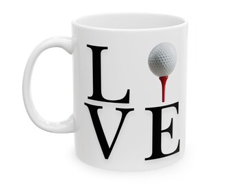 Taza de cerámica con diseño de pelota y tee de golf (325 ml, 444 ml) / Para amantes del golf