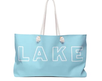 Bolso de fin de semana LAKE / Bolso de playa azul con asas de cuerda / Para amantes de los lagos / Para amantes de los barcos / Regalo para ella / Bolso de vacaciones / Bolso de verano