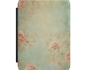 Kindle-fodral med vintagerosor | Pastellblommigt e-boksfodral | E-boksälskare | E-läsare för kustfarmor | Mors dag-present | Present till henne