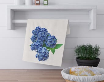 Blue Hydrangea Tea Towel | Floral Kitchen Linen | Nantucket | Cape Cod | Martha's Vineyard | Summer Kitchen | East Coast | Hostess Gift