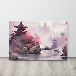 Sakura Islands | Watercolor Japanese Zen Garden Cherry Blossom Isles Painting