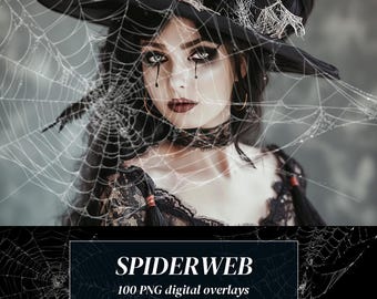 100 Superposiciones Digitales de Telaraña Realistas Superposición de Otoño Fondos Espeluznantes de Halloween Fondos Digitales de Telaraña Aterradora para Photoshop PNG