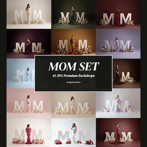 Ensemble de 45 toiles de fond numériques pour maman, toile de fond florale de maternité pour Photoshop, signe composite pour maman, superpositions numériques, fond de studio d'art JPG