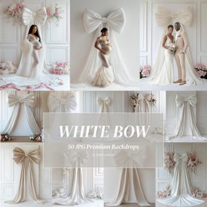 50 WHITE BOW Mutterschaft Digitale Kulissen Große Velour Schleife Photoshop Overlays Mutterschaft Hintergründe Hochzeit Band Studio Backgroundsl JPG