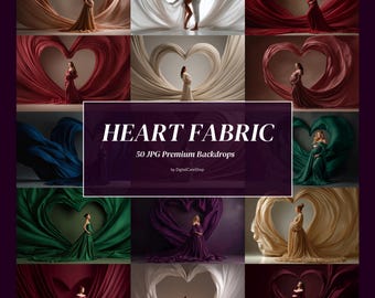 50 Fabric Heart Maternity Backgrounds Silk Drapes Fine Art Studio Photoshop Composite JPG