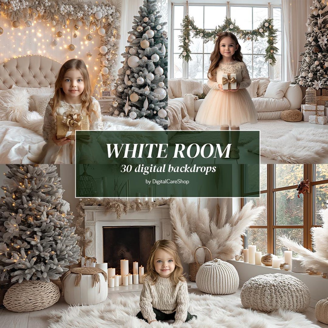 30 Christmas Room Digital Backdrops Maternity Backdrop Overlays White ...