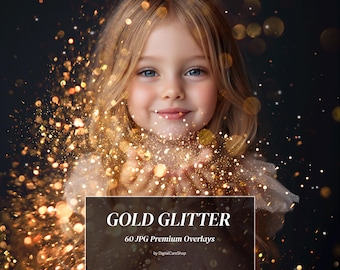 60 superpositions de paillettes dorées soufflant des superpositions de paillettes Photoshop