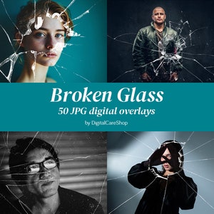 50 BROKEN GLASS Digital Overlays Photoshop Glass Texture Overlay Realistic Mirror Photoshop Glass Cracked Texture Background Overlays JPG