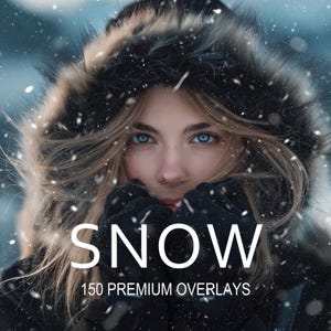 150 Realistic Snow Overlays Falling Snow Snowflake Bokeh Winter Christmas Holiday Backdrops PNG for Photoshop Canva Winter Photography PNG