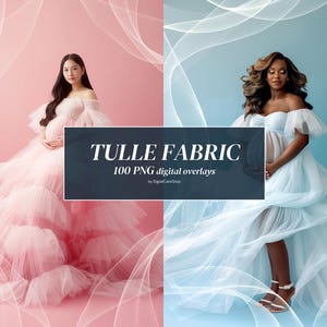 100 Fabric Tulle Overlays Flying Tulle Translucent Veil Overlays Maternity Studio Overlays Digital Veil Tulle Backdrops for Photoshop PNG
