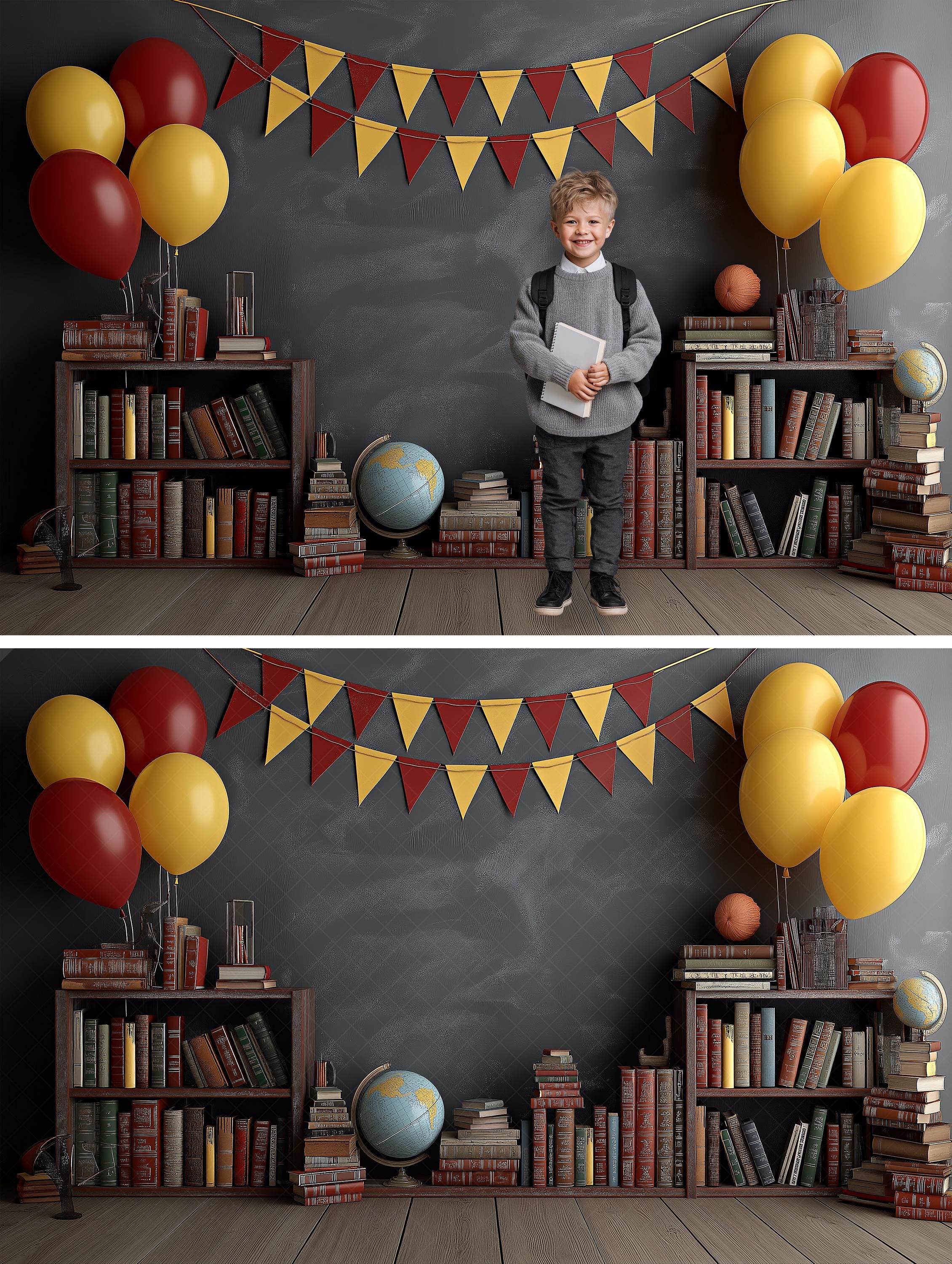 Back to School Chalkboard Digital Backdrop Set: Kids Portrait ...