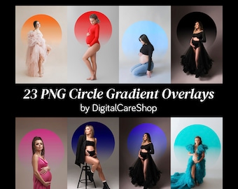 23 Kreis-Verlaufs-Overlays Maternity Photoshop Digitale Kulissen Schatten Overlay Studio-Hintergründe Maternity Fotobearbeitungs-Overlays PNG